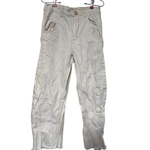 Free People‎ We The Free High Rise Cropped Raw Hem Jeans Cream Size 24